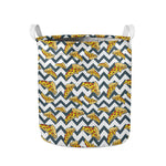 Zigzag Pizza Pattern Print Collapsible Laundry Basket