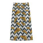 Zigzag Pizza Pattern Print Cotton Front Slit Maxi Skirt