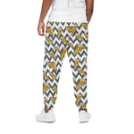 Zigzag Pizza Pattern Print Cotton Pants
