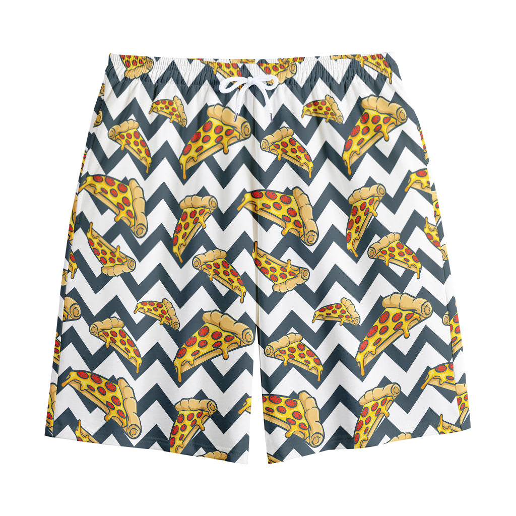 Zigzag Pizza Pattern Print Cotton Shorts