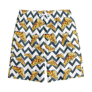 Zigzag Pizza Pattern Print Cotton Shorts