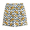 Zigzag Pizza Pattern Print Cotton Shorts