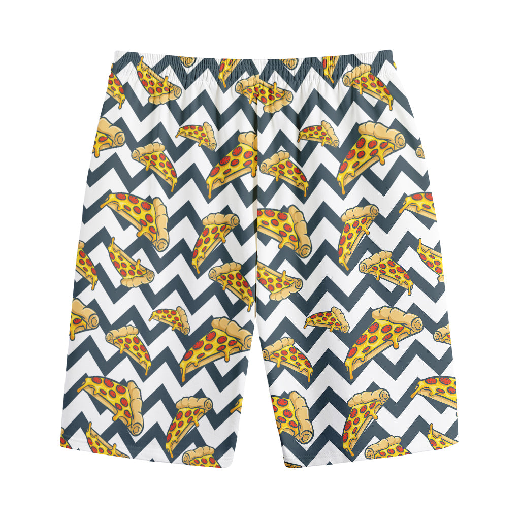 Zigzag Pizza Pattern Print Cotton Shorts