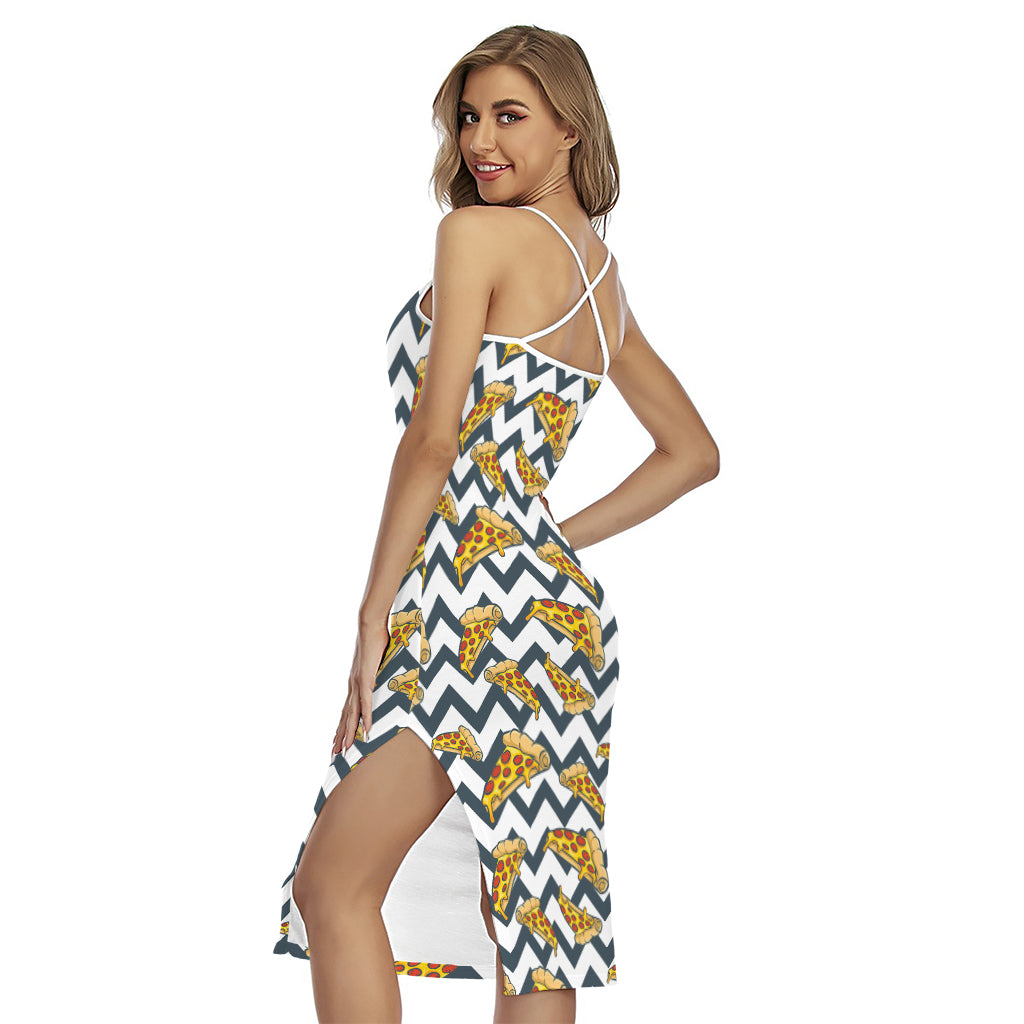 Zigzag Pizza Pattern Print Cross Back Cami Dress