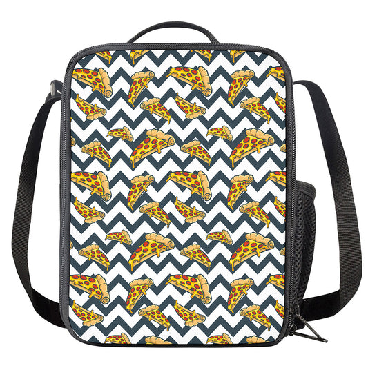 Zigzag Pizza Pattern Print Crossbody Lunch Bag