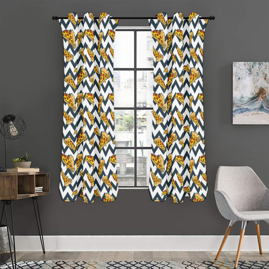 Zigzag Pizza Pattern Print Curtain