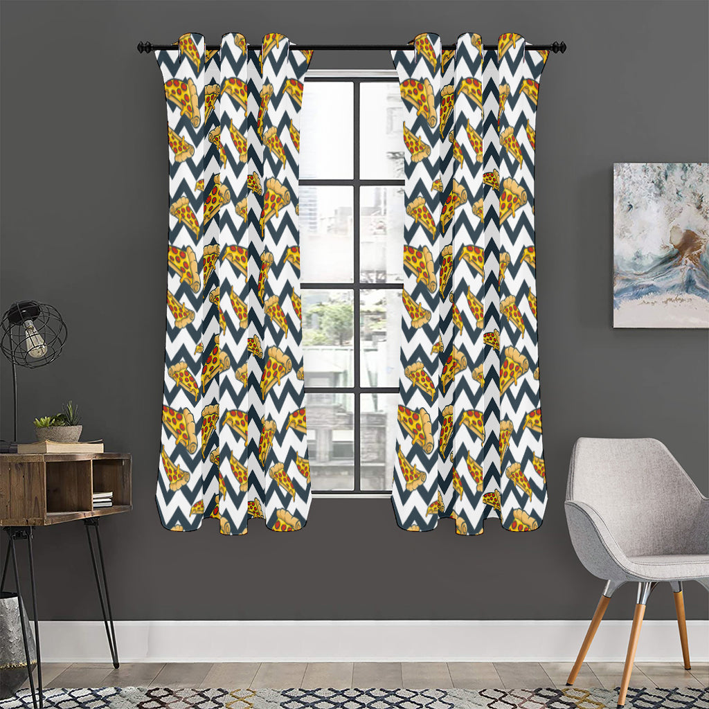 Zigzag Pizza Pattern Print Curtain