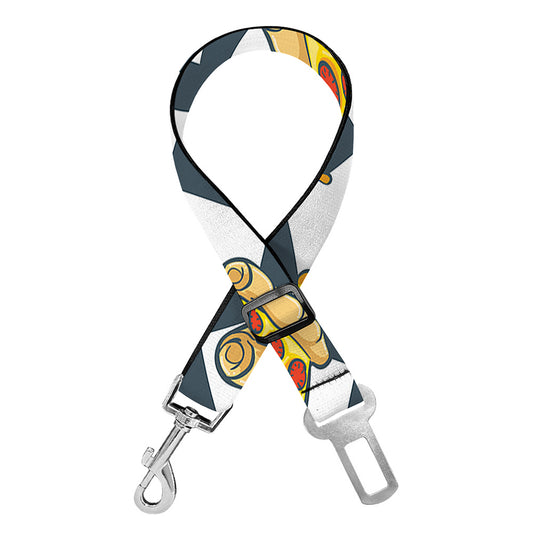 Zigzag Pizza Pattern Print Dog Seat Belt