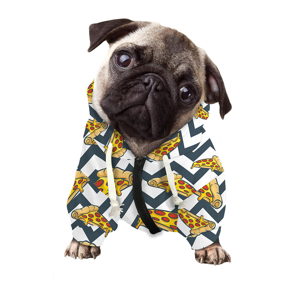 Zigzag Pizza Pattern Print Dog Zip Up Hoodie