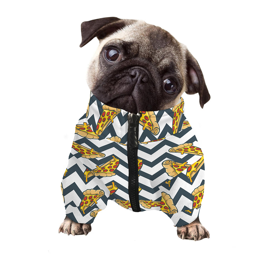 Zigzag Pizza Pattern Print Dog Zip Up Jacket
