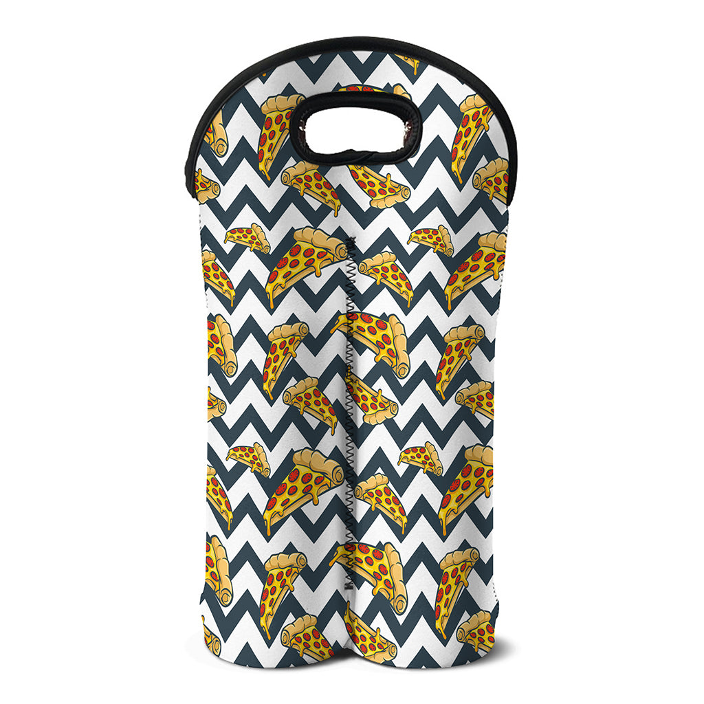 Zigzag Pizza Pattern Print Double Neoprene Wine Tote