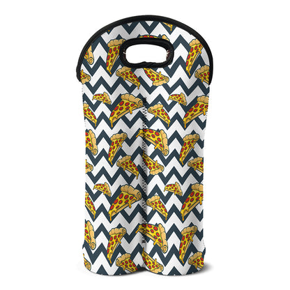 Zigzag Pizza Pattern Print Double Neoprene Wine Tote