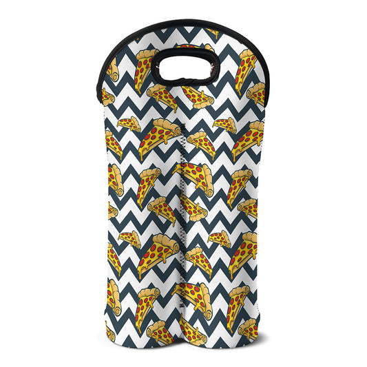 Zigzag Pizza Pattern Print Double Neoprene Wine Tote