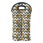 Zigzag Pizza Pattern Print Double Neoprene Wine Tote