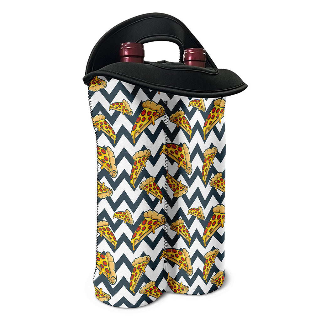 Zigzag Pizza Pattern Print Double Neoprene Wine Tote