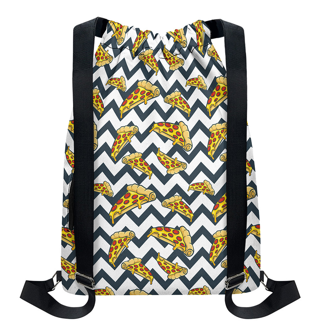 Zigzag Pizza Pattern Print Drawstring Backpack