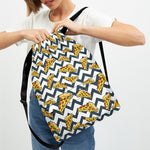Zigzag Pizza Pattern Print Drawstring Backpack