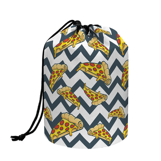 Zigzag Pizza Pattern Print Drawstring Makeup Bag