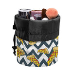 Zigzag Pizza Pattern Print Drawstring Makeup Bag