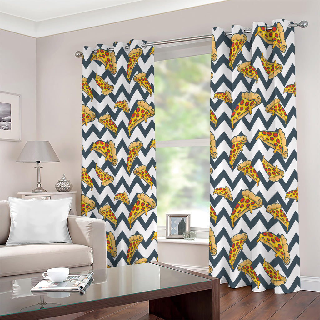 Zigzag Pizza Pattern Print Extra Wide Grommet Curtains