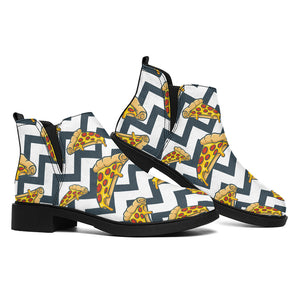 Zigzag Pizza Pattern Print Flat Ankle Boots