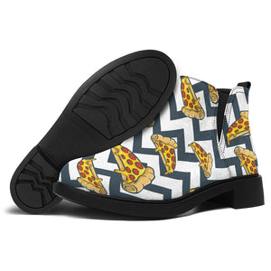 Zigzag Pizza Pattern Print Flat Ankle Boots