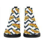 Zigzag Pizza Pattern Print Flat Ankle Boots