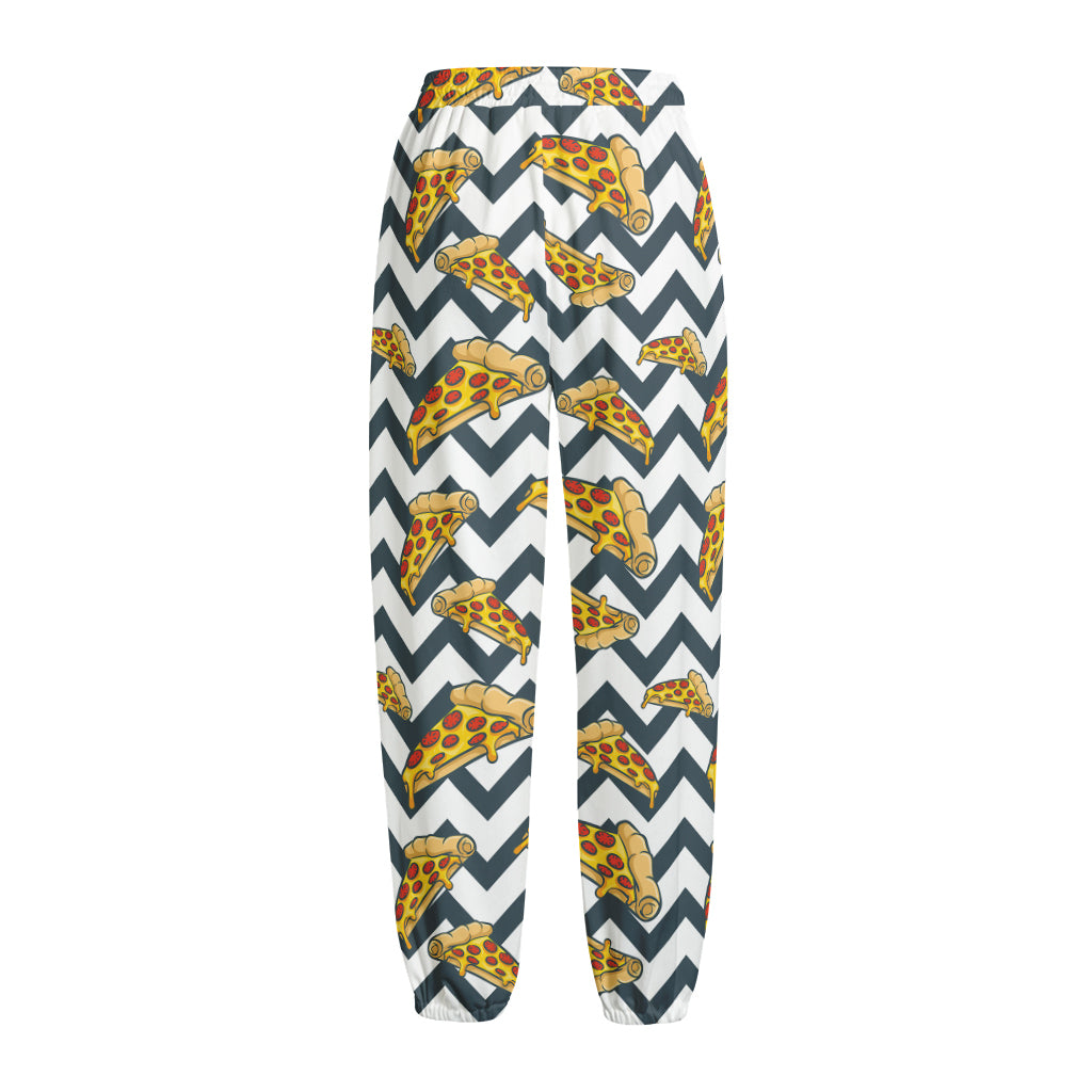 Zigzag Pizza Pattern Print Fleece Lined Knit Pants