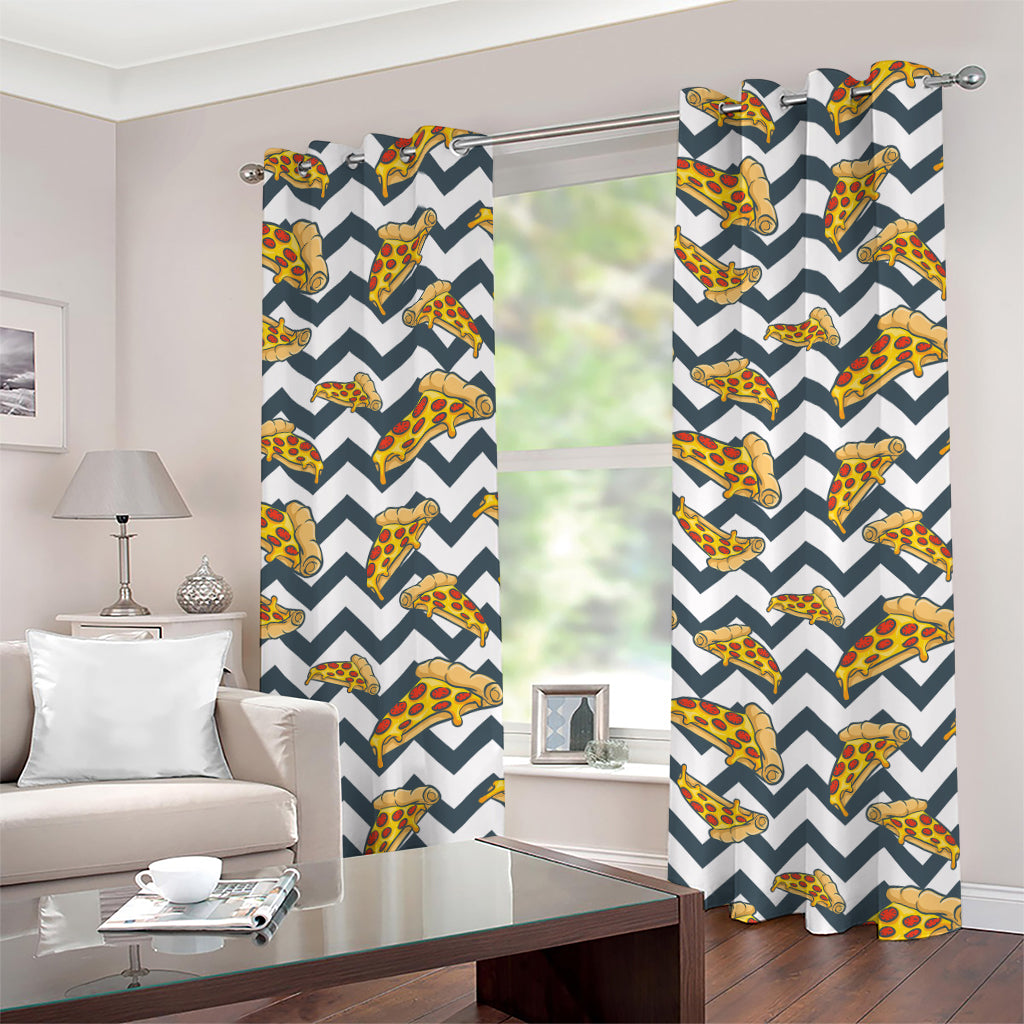 Zigzag Pizza Pattern Print Grommet Curtains