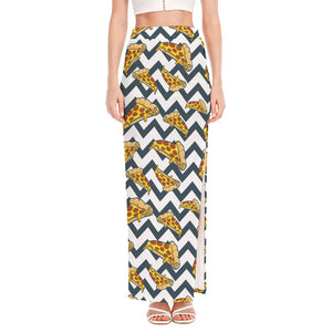 Zigzag Pizza Pattern Print High Slit Maxi Skirt