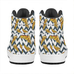 Zigzag Pizza Pattern Print High Top Leather Sneakers