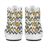 Zigzag Pizza Pattern Print High Top Leather Sneakers