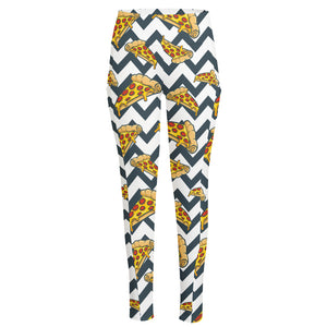 Zigzag Pizza Pattern Print High-Waisted Pocket Leggings