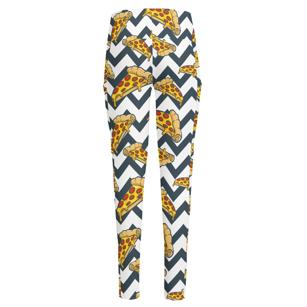 Zigzag Pizza Pattern Print High-Waisted Pocket Leggings