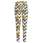 Zigzag Pizza Pattern Print High-Waisted Pocket Leggings