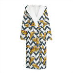 Zigzag Pizza Pattern Print Hooded Bathrobe