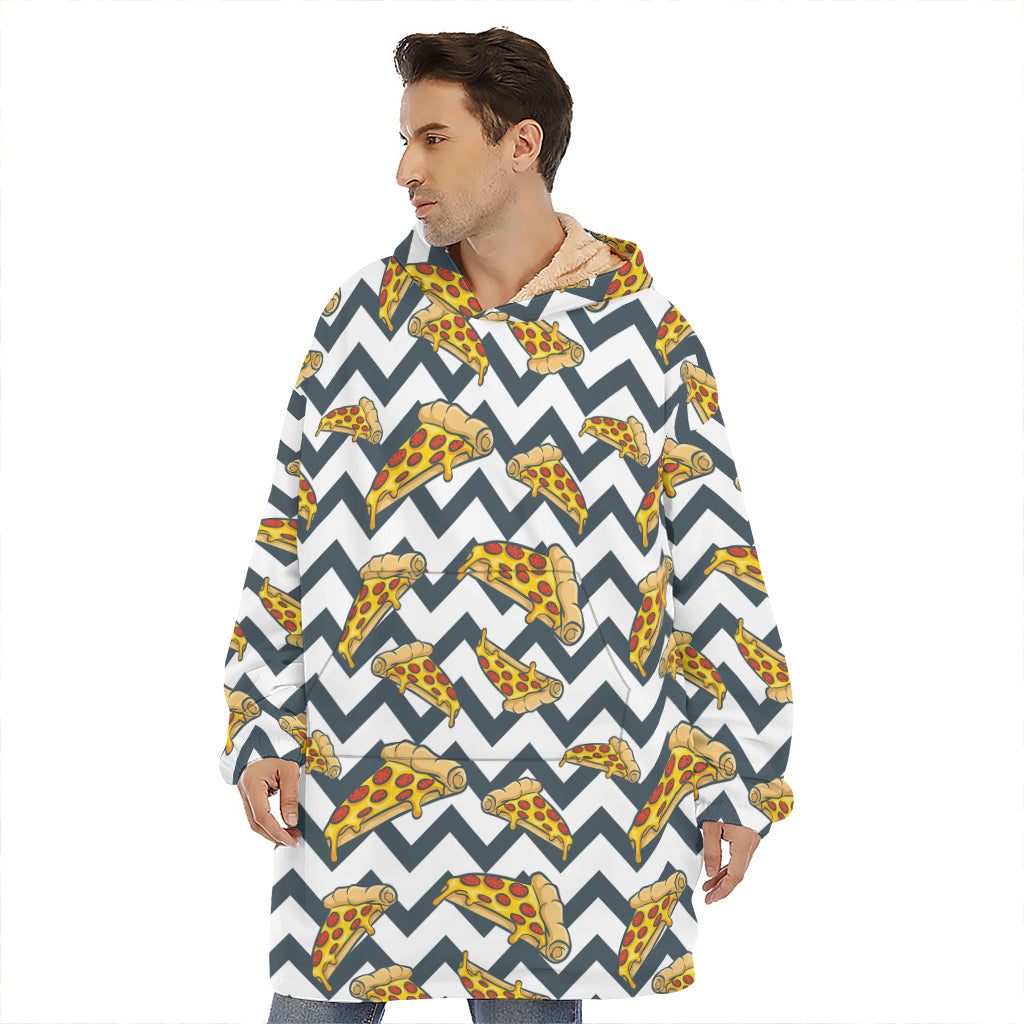 Zigzag Pizza Pattern Print Hoodie Blanket