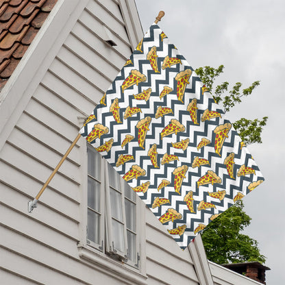 Zigzag Pizza Pattern Print House Flag