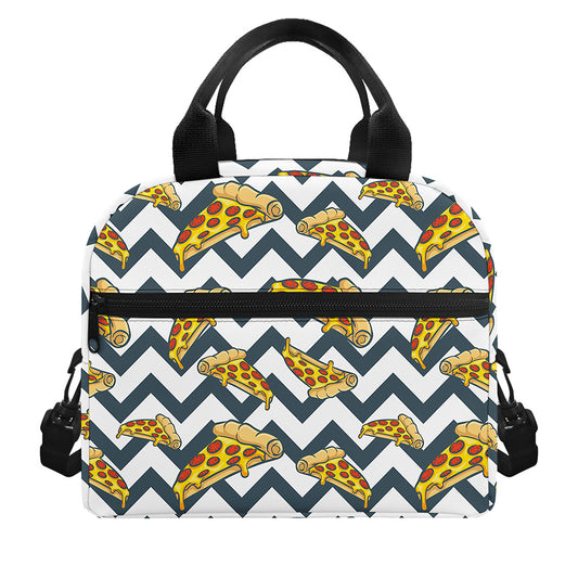 Zigzag Pizza Pattern Print Insulated Lunch Bag