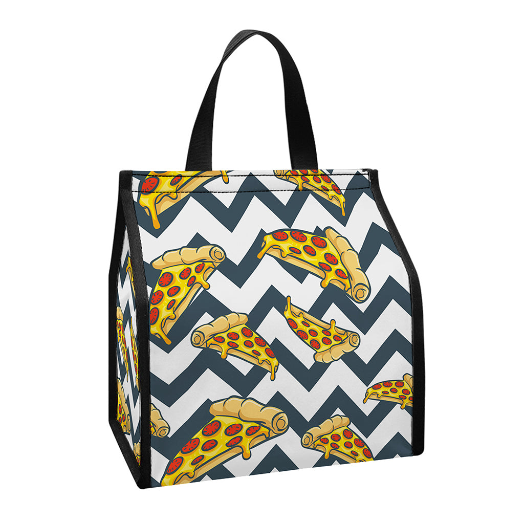 Zigzag Pizza Pattern Print Insulated Lunch Tote