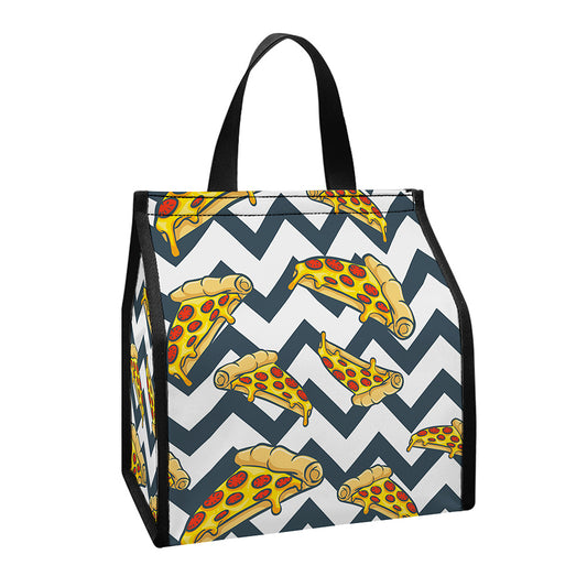 Zigzag Pizza Pattern Print Insulated Lunch Tote