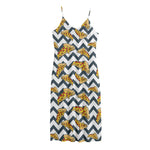 Zigzag Pizza Pattern Print Jersey Midi Cami Dress