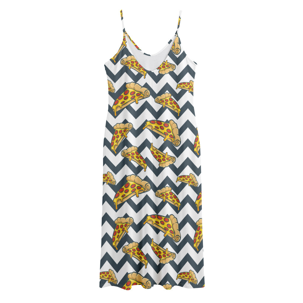 Zigzag Pizza Pattern Print Jersey Midi Cami Dress