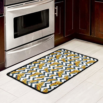 Zigzag Pizza Pattern Print Kitchen Mat