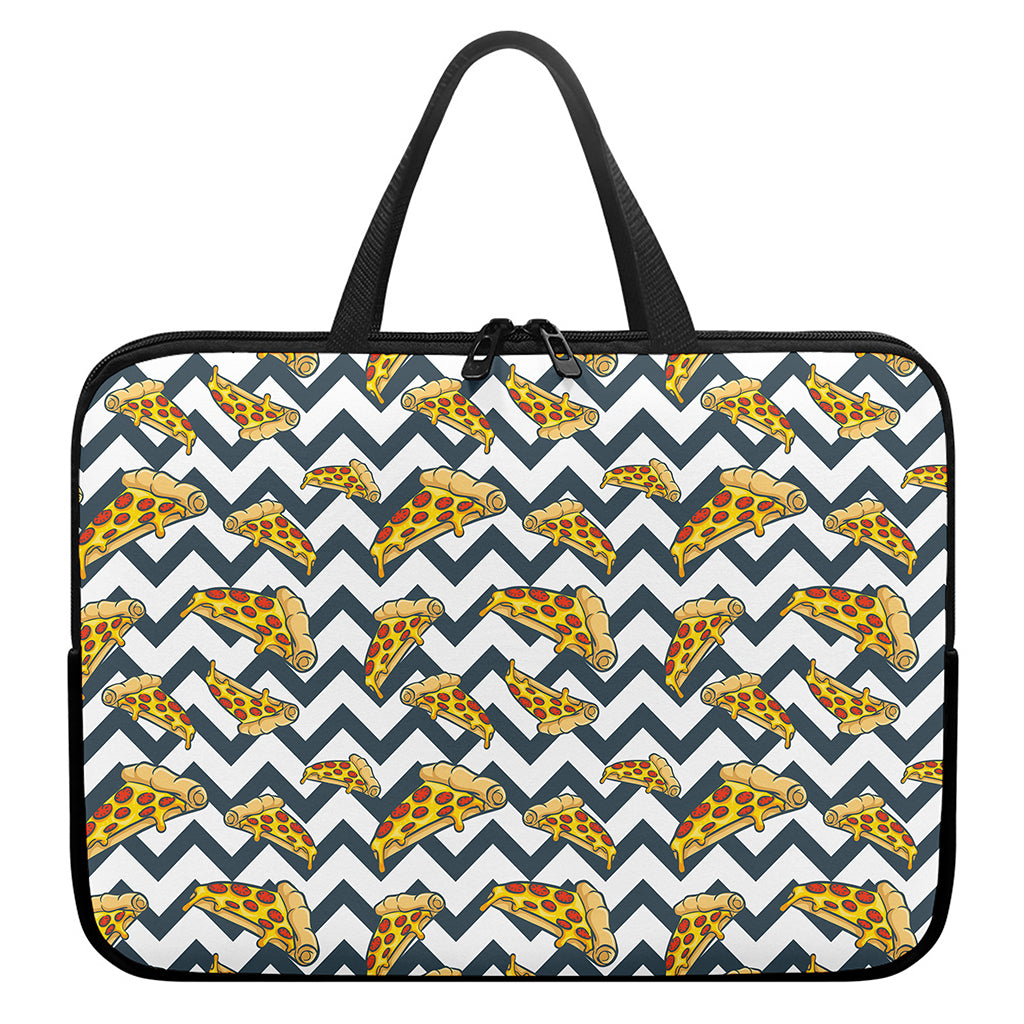 Zigzag Pizza Pattern Print Laptop Sleeve With Handle