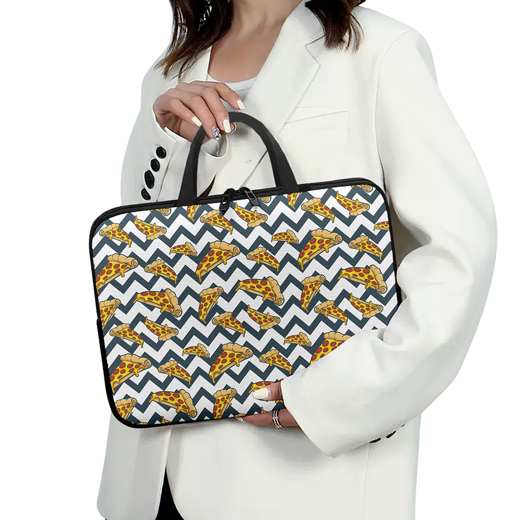 Zigzag Pizza Pattern Print Laptop Sleeve With Handle