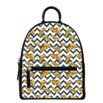 Zigzag Pizza Pattern Print Leather Backpack