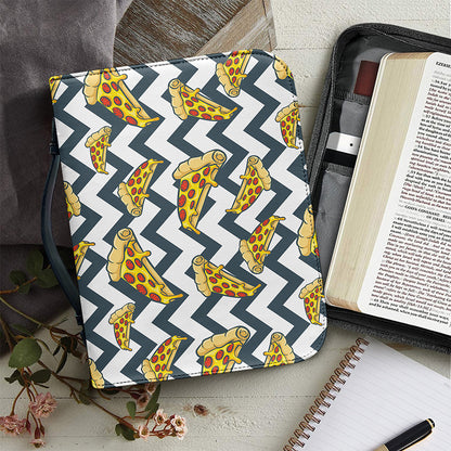 Zigzag Pizza Pattern Print Leather Bible Cover