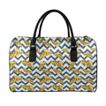 Zigzag Pizza Pattern Print Leather Duffel Bag