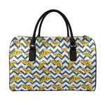 Zigzag Pizza Pattern Print Leather Duffle Bag